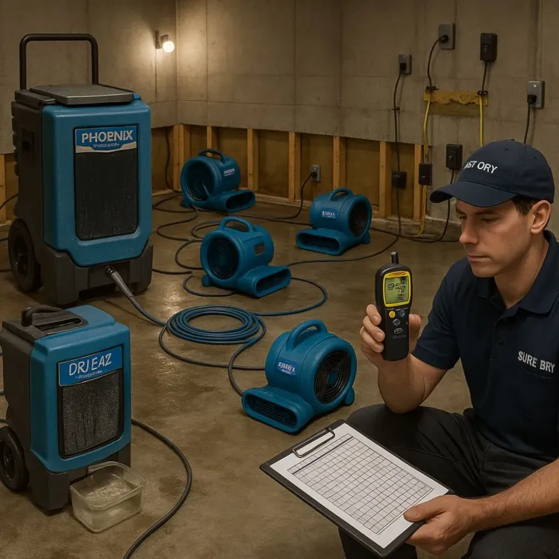 Structural Drying and Dehumidification process in West Terre Haute, IN
